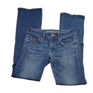 American Eagle Kick Boot Super Stretch Jeans Dark Wash Blue Size 8 Long